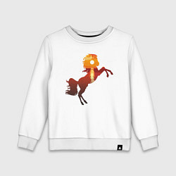 Свитшот хлопковый детский Конь-закат, цвет: белый