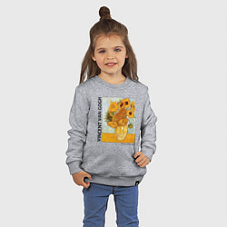 Свитшот хлопковый детский Подсолнухи Винсент Ван Гог, цвет: меланж — фото 2