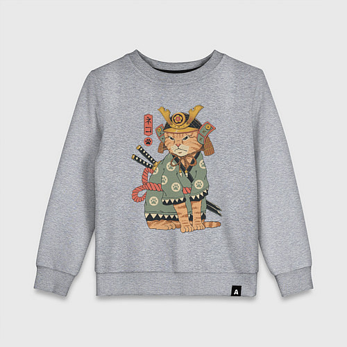 Детский свитшот Кот Самурай / Меланж – фото 1