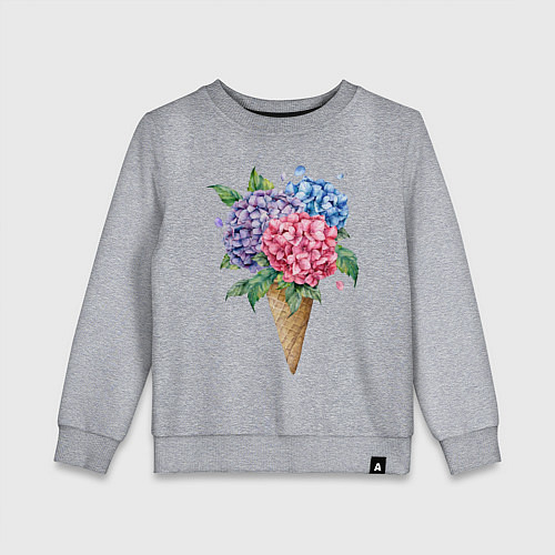 Детский свитшот Букет цветов в рожке / Меланж – фото 1