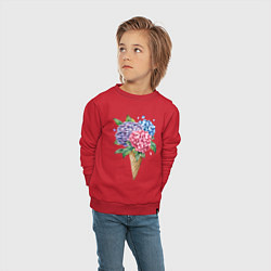Свитшот хлопковый детский Букет цветов в рожке, цвет: красный — фото 2