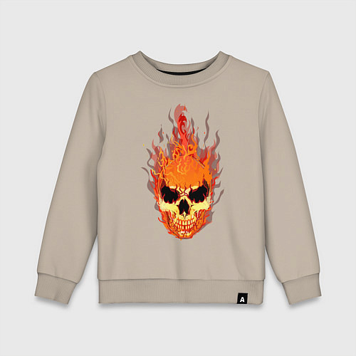 Детский свитшот Fire flame skull / Миндальный – фото 1