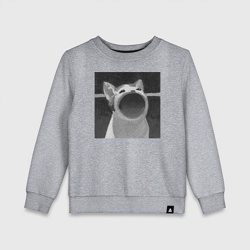 Детский свитшот ЧБ Pop Cat / Меланж – фото 1