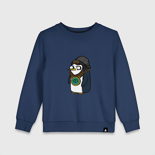Детский свитшот Крутой Пингвин / Тёмно-синий – фото 1