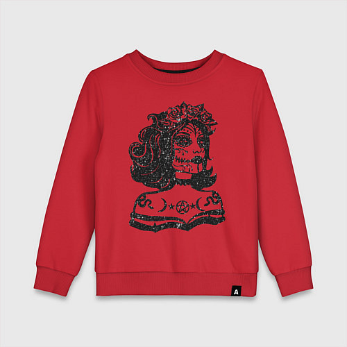 Детский свитшот Богиня с розами и пентаграммой / Красный – фото 1