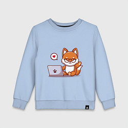 Свитшот хлопковый детский Cute fox and laptop, цвет: мягкое небо