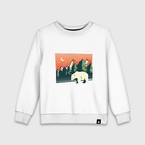 Детский свитшот Белый медведь пейзаж с горами / Белый – фото 1