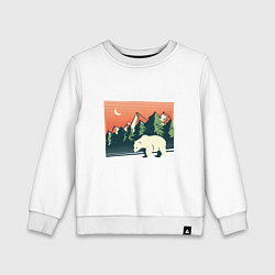 Детский свитшот Белый медведь пейзаж с горами