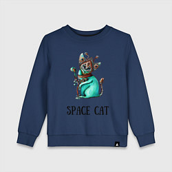 Свитшот хлопковый детский Space cat, цвет: тёмно-синий