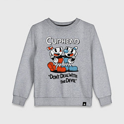 Свитшот хлопковый детский Cuphead, Dont deal with devil, цвет: меланж