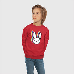 Свитшот хлопковый детский Bad Bunny logo, цвет: красный — фото 2