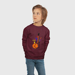 Свитшот хлопковый детский Цветная гитара, цвет: меланж-бордовый — фото 2