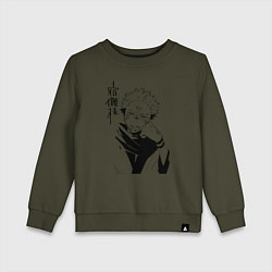 Свитшот хлопковый детский Jujutsu Kaisen - Sukuna, цвет: хаки
