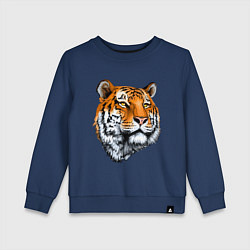 Свитшот хлопковый детский Тигр, цвет: тёмно-синий