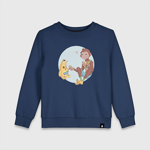 Детский свитшот Манки и Банан / Тёмно-синий – фото 1