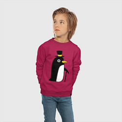 Свитшот хлопковый детский Пингвин в шляпе, цвет: маджента — фото 2