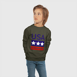 Свитшот хлопковый детский USA, цвет: хаки — фото 2