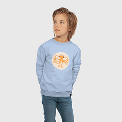 Свитшот хлопковый детский Осьминог в наушниках, цвет: мягкое небо — фото 2