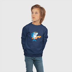 Свитшот хлопковый детский Акула серфер, цвет: тёмно-синий — фото 2