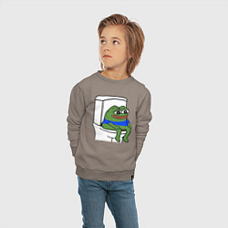 Свитшот хлопковый детский Лягушонок пепе, цвет: утренний латте — фото 2