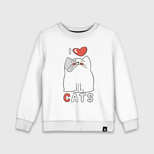 Детский свитшот I Love Cats / Белый – фото 1