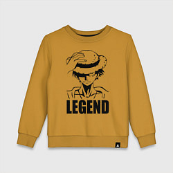 Свитшот хлопковый детский Луффи Легенда One Piece, цвет: горчичный
