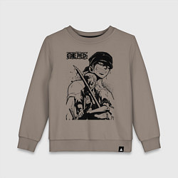 Свитшот хлопковый детский Ророноа Зоро One Piece, цвет: утренний латте