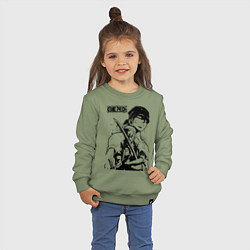 Свитшот хлопковый детский Ророноа Зоро One Piece, цвет: авокадо — фото 2