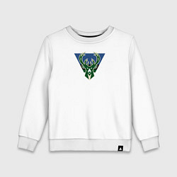 Свитшот хлопковый детский Milwaukee Bucks лого, цвет: белый