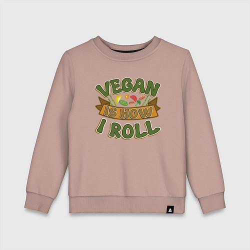 Детский свитшот Vegan - How I Roll / Пыльно-розовый – фото 1