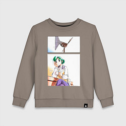 Свитшот хлопковый детский Дневник поездки в Иокогаму, цвет: утренний латте