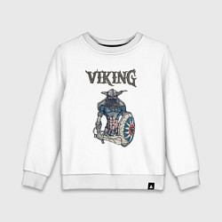 Свитшот хлопковый детский Викинг Viking Воин Z, цвет: белый