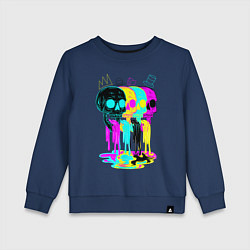 Свитшот хлопковый детский 4 ЧЕРЕПА SKULLS NEON, цвет: тёмно-синий