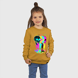 Свитшот хлопковый детский 4 ЧЕРЕПА SKULLS NEON, цвет: горчичный — фото 2