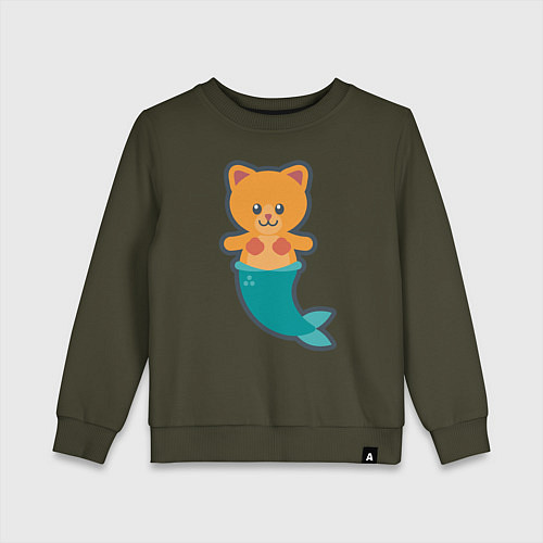 Детский свитшот Cat Mermaid / Хаки – фото 1