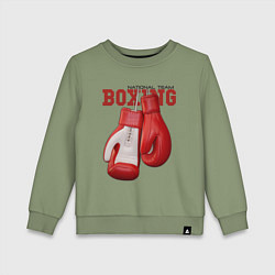 Свитшот хлопковый детский BOXING, цвет: авокадо