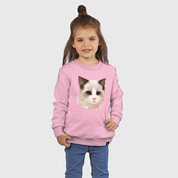 Свитшот хлопковый детский Хмурый кот, цвет: светло-розовый — фото 2