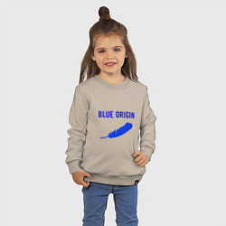 Свитшот хлопковый детский Blue Origin logo перо, цвет: миндальный — фото 2