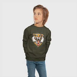 Свитшот хлопковый детский Крутой Тигр, цвет: хаки — фото 2