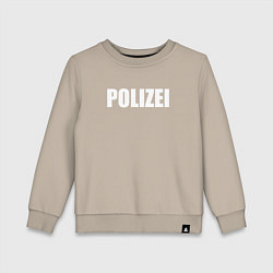 Свитшот хлопковый детский POLIZEI Полиция Надпись Белая, цвет: миндальный