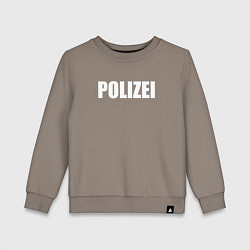 Свитшот хлопковый детский POLIZEI Полиция Надпись Белая, цвет: утренний латте