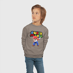 Свитшот хлопковый детский Super Mario Dab, цвет: утренний латте — фото 2