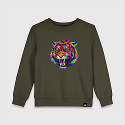 Свитшот хлопковый детский Color Tiger, цвет: хаки