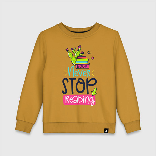 Детский свитшот Надпись Читайте постоянно / Горчичный – фото 1