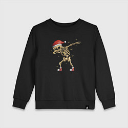 Свитшот хлопковый детский New Year skeleton Dab, цвет: черный