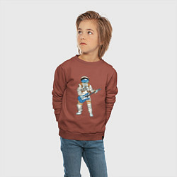 Свитшот хлопковый детский Астронавт гетарист, цвет: кирпичный — фото 2
