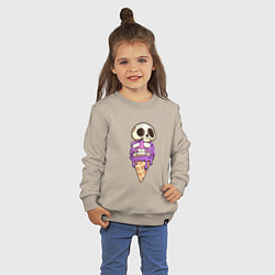 Свитшот хлопковый детский Мороженое Череп на Хэллоуин, цвет: миндальный — фото 2