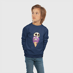 Свитшот хлопковый детский Мороженое Череп на Хэллоуин, цвет: тёмно-синий — фото 2