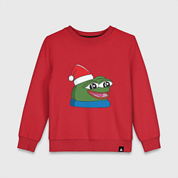 Свитшот хлопковый детский Pepe, pepe happy, Пепе хеппи, pepe happy new year, цвет: красный