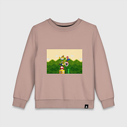 Свитшот хлопковый детский Mario Coins, цвет: пыльно-розовый